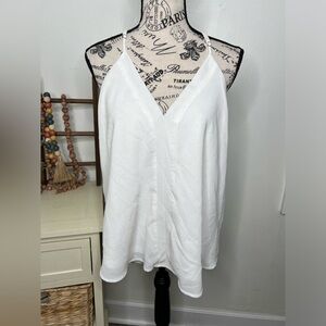 FOROLAV  V-Neck Chiffon Cami with Adjustable Spaghetti Straps